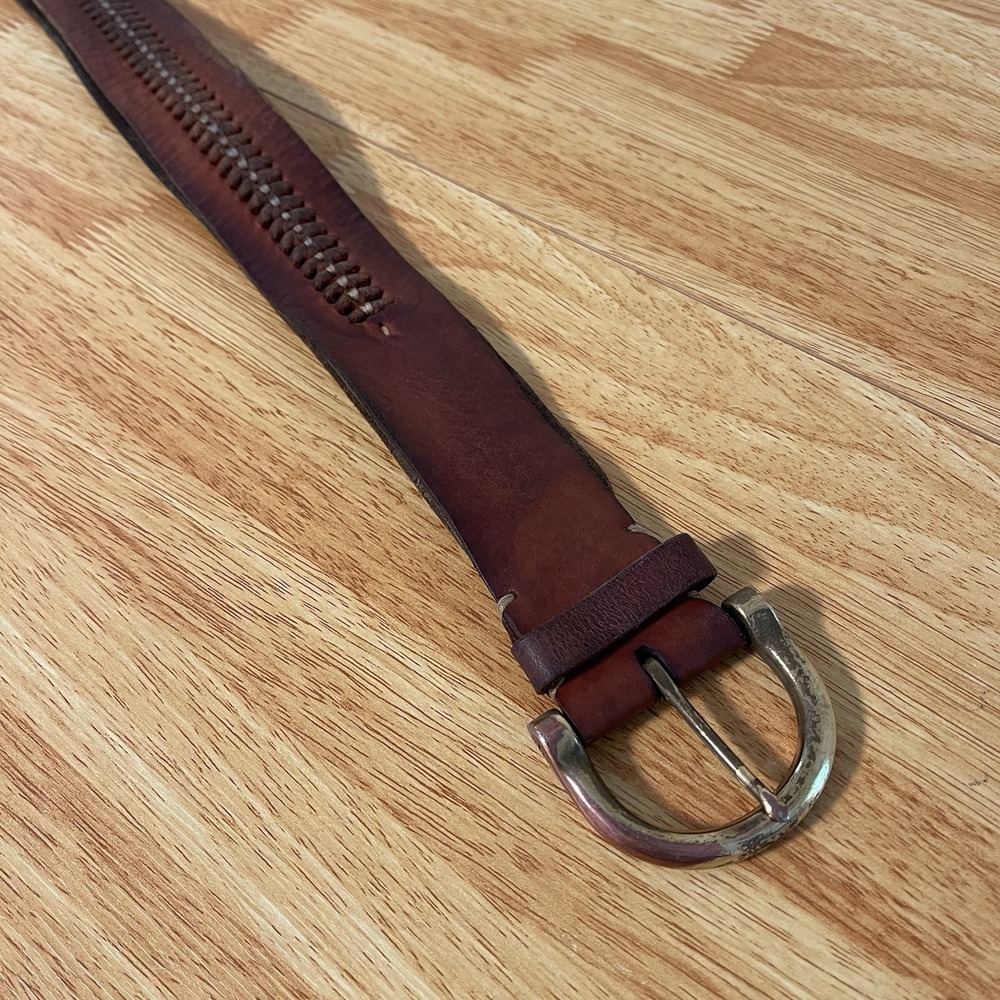 Vintage Ralph Lauren Woven Leather Ring Belt Adjustable Western Old Money